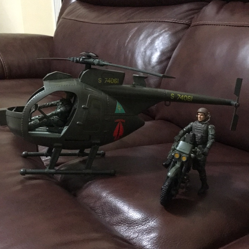 Military Toy Set Helicopter and Motorcycle